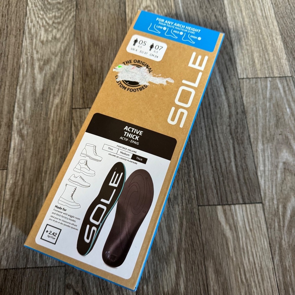 SOLE Active Thick Footbed Insoles Men 5 Women 7 Black Moldable Arch Support